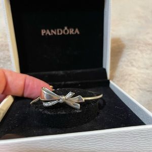 Authentic Pandora half bangle, half chain bracelet.